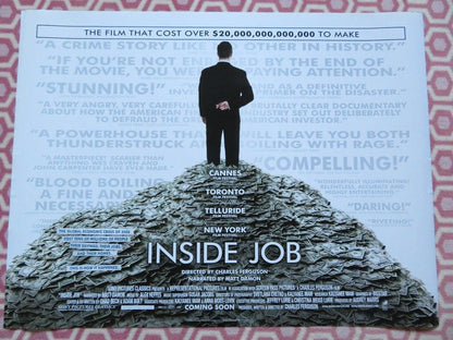 INSIDE JOB QUAD (30"x 40") ROLLED POSTER NARRATED MATT DAMON CHARLES FERGUSON