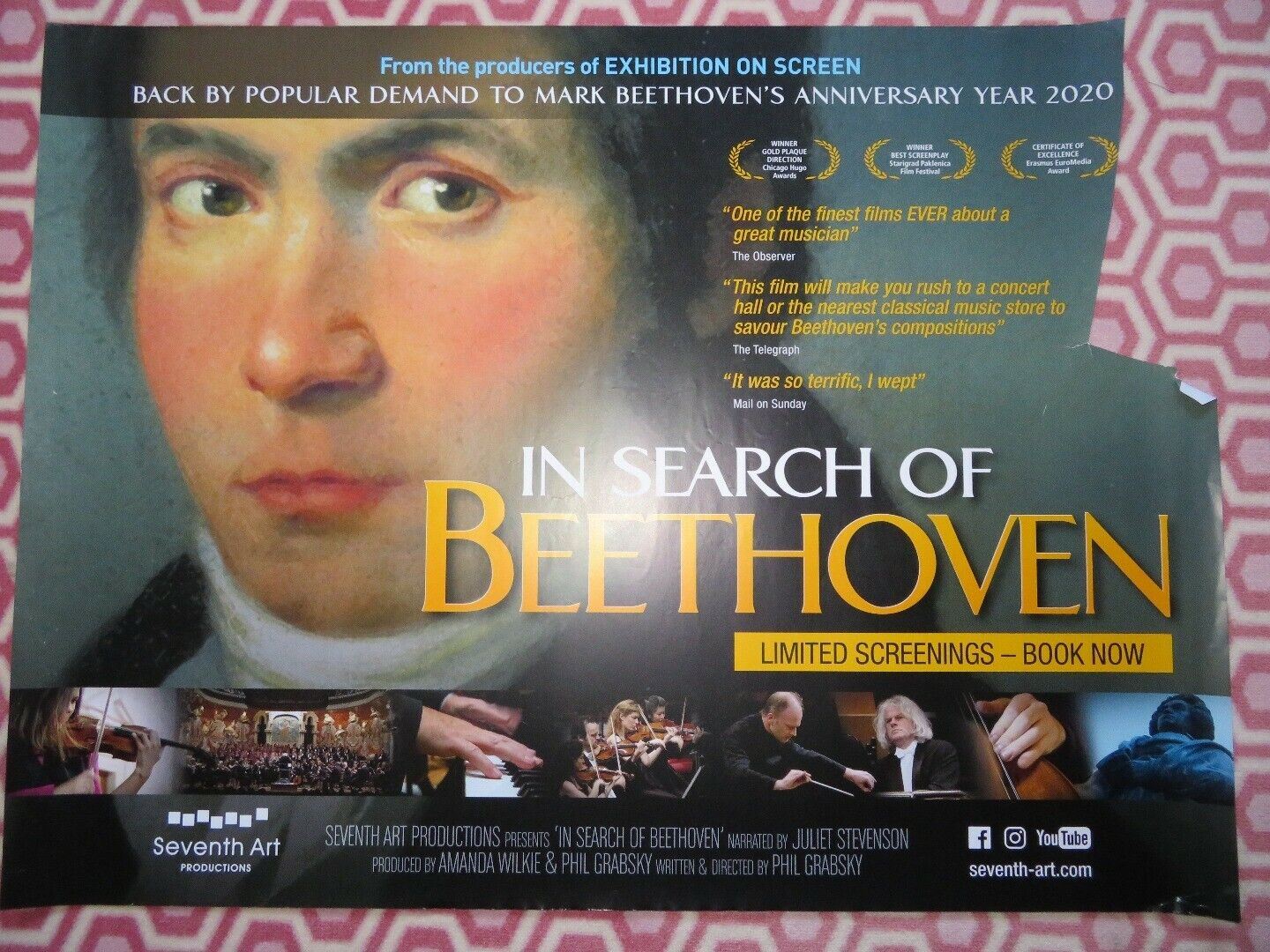 IN SEARCH OF BEETHOVEN QUAD (30"x 40") ROLLED POSTER 2009 EXHIBITION ON SCREEN