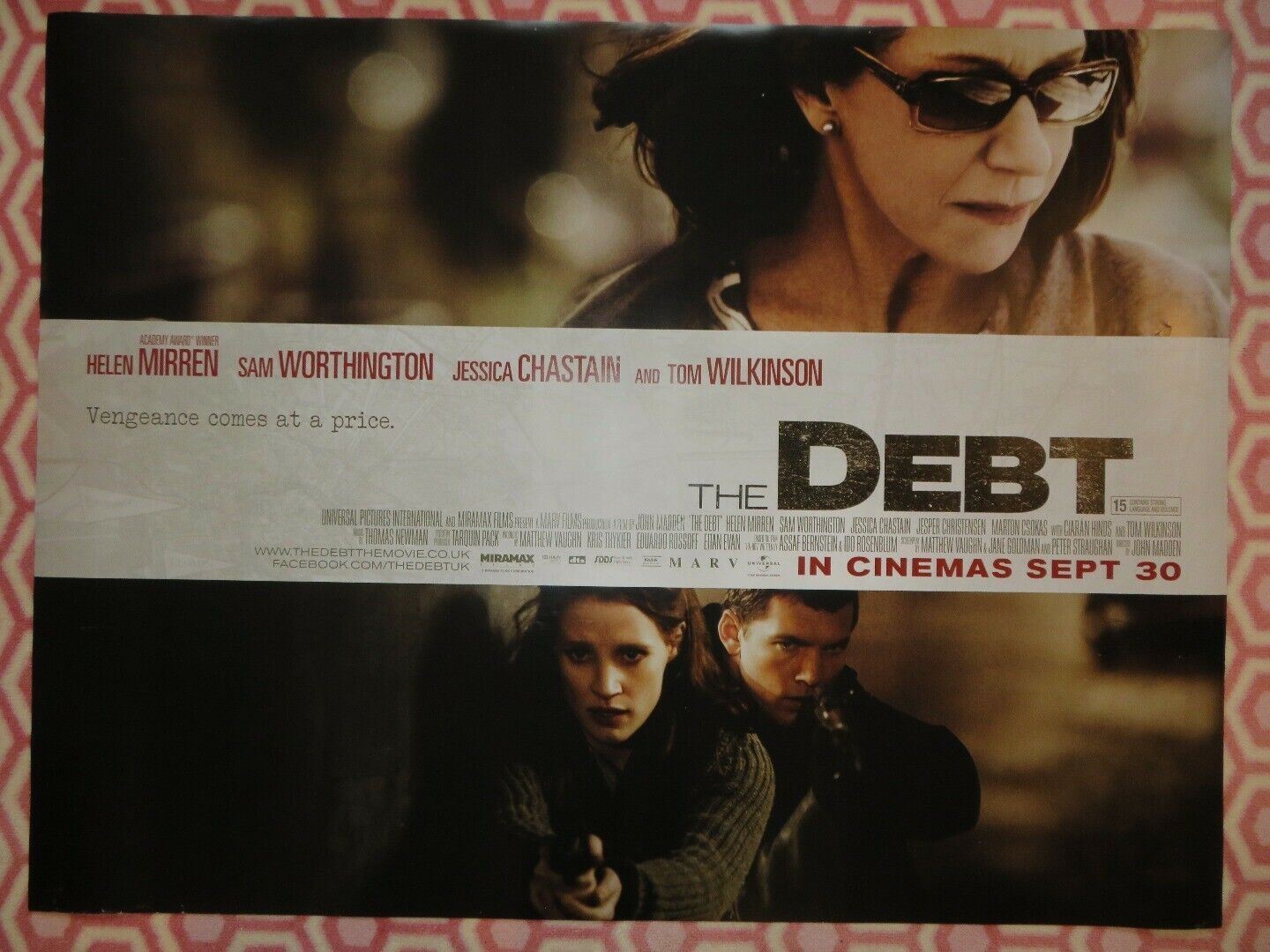 THE DEBT QUAD (30"x 40") ROLLED POSTER HELEN MIRREN SAM WORTHINGTON 2010