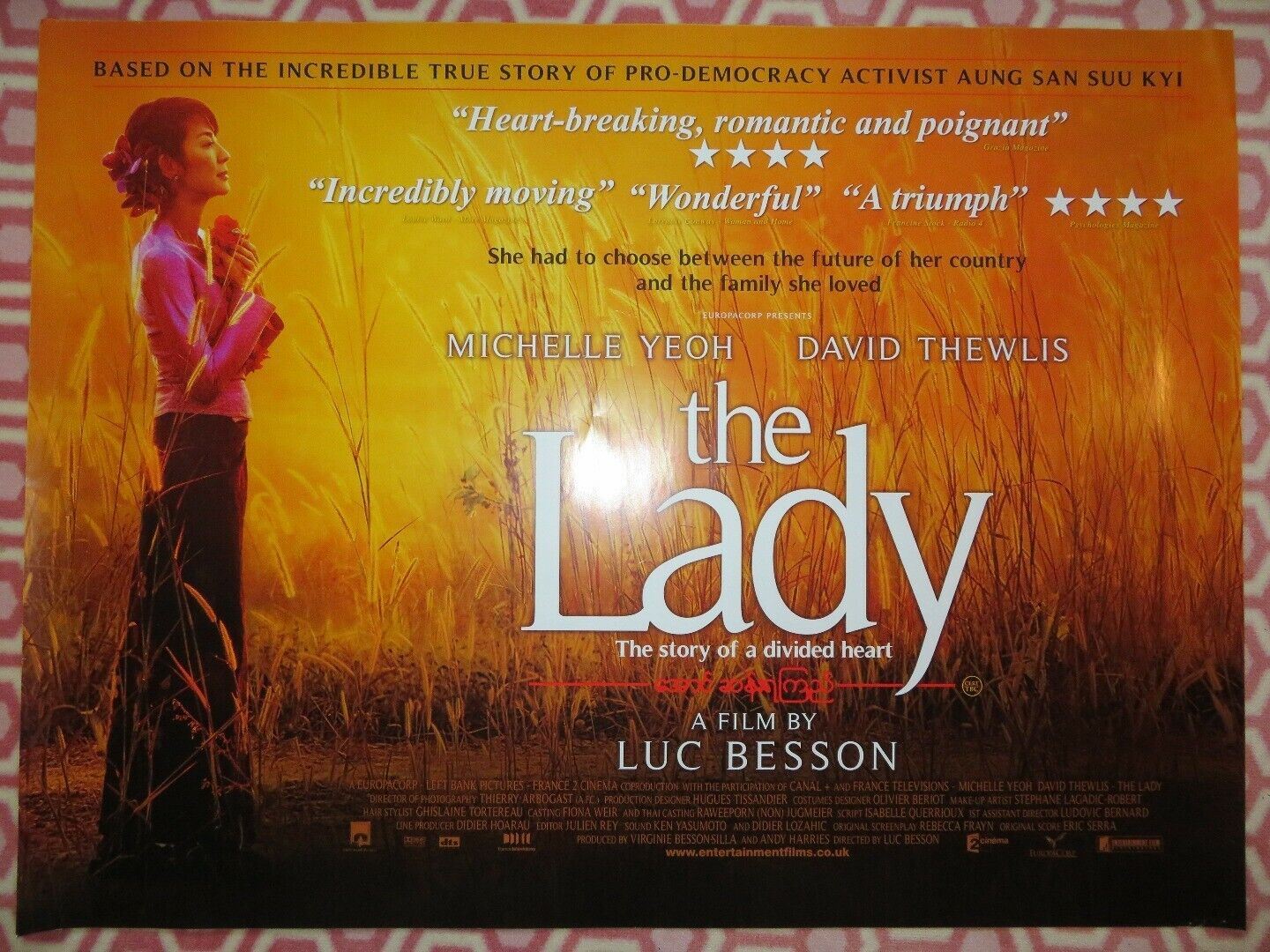 THE LADY QUAD (30"x 40") ROLLED POSTER MICHELLE YEOH DAVID THEWLIS 2011