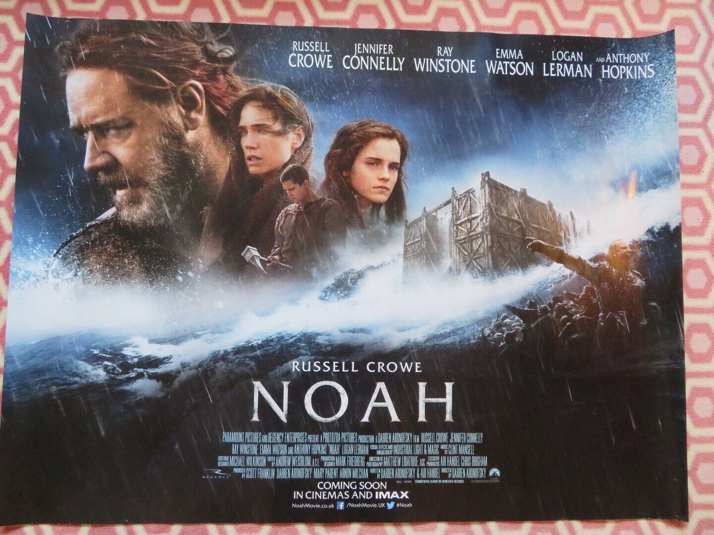 NOAH QUAD (30"x 40") ROLLED POSTER RUSSELL CROWE EMMA WATSON ANTHONY HOPKINS