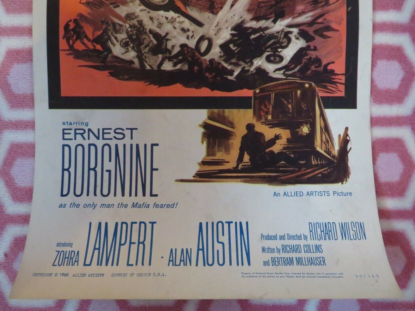 PAY OR DIE! US INSERT (14"x 36") POSTER ERNEST BORGNINE ZOHRA LAMPERT 1960