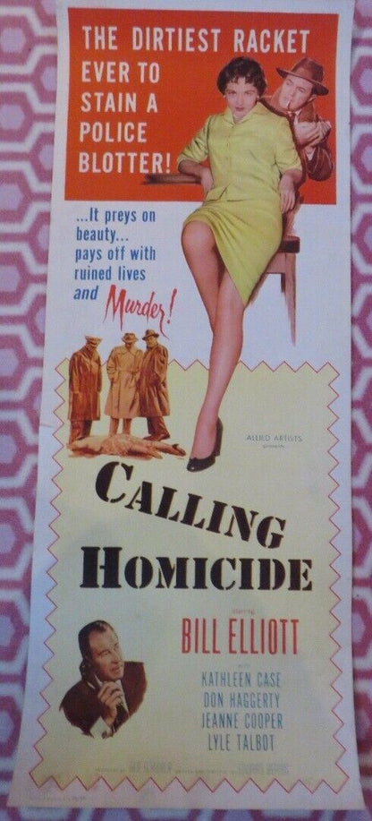 CALLING HOMICIDE US INSERT (14"x 36") POSTER BILL ELLIOTT KATHLEEN CASE 1956