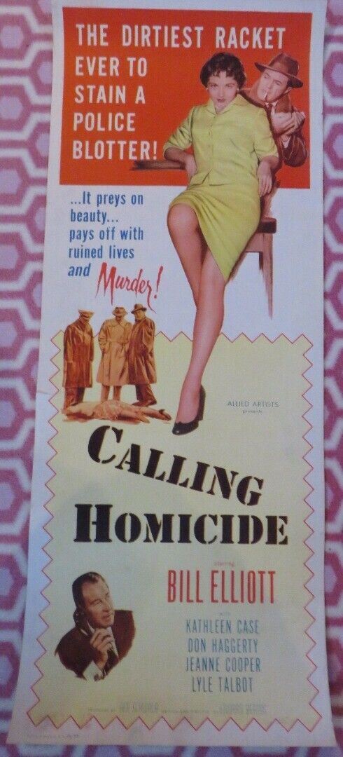 CALLING HOMICIDE US INSERT (14"x 36") POSTER BILL ELLIOTT KATHLEEN CASE 1956