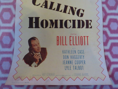 CALLING HOMICIDE US INSERT (14"x 36") POSTER BILL ELLIOTT KATHLEEN CASE 1956