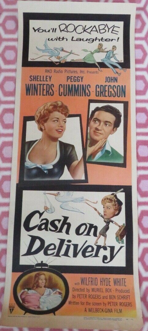 CASH ON DELIVERY US INSERT (14"x 36") POSTER SHELLEY WINTERS PEGGY CUMMINS 1954