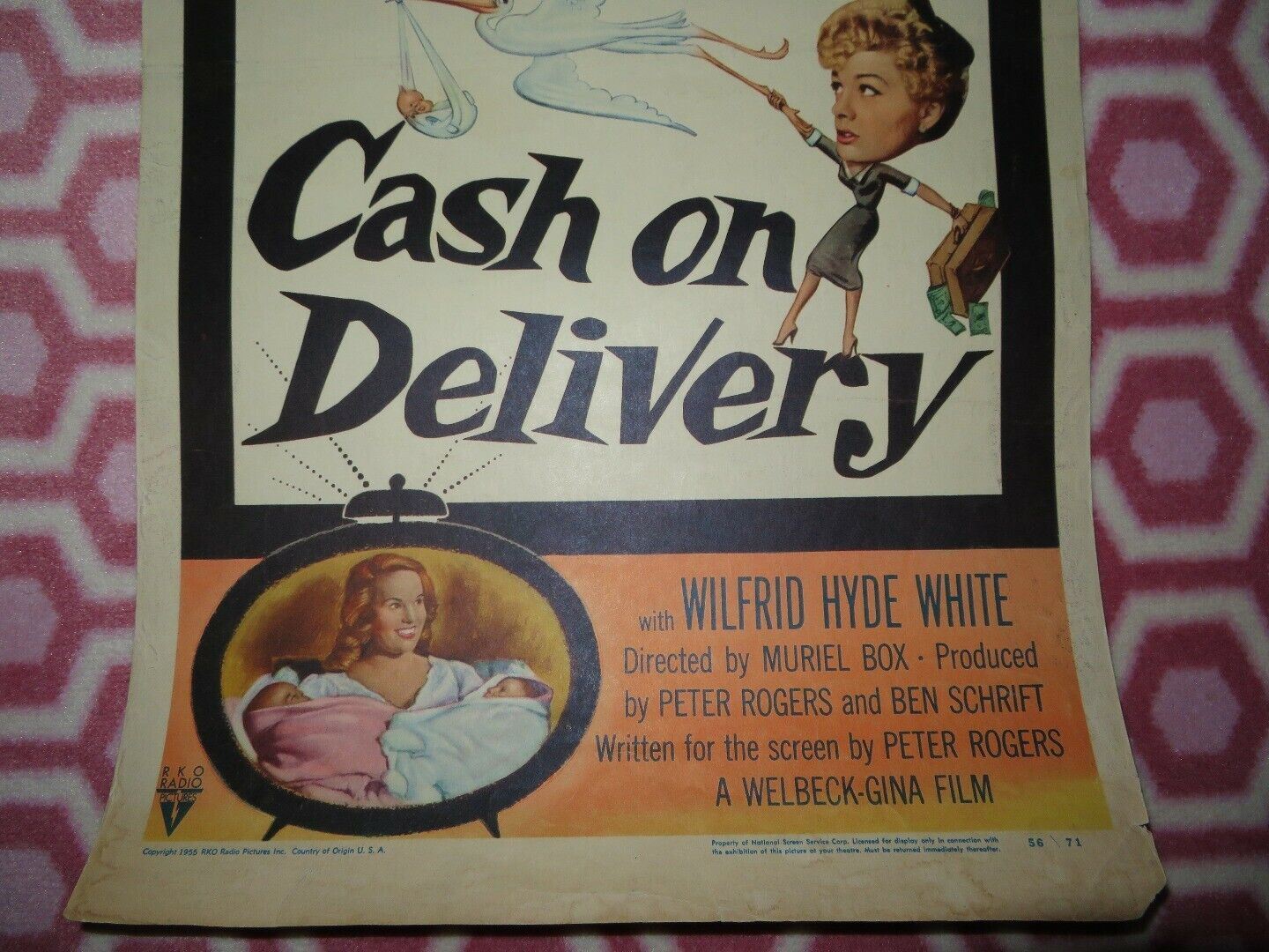 CASH ON DELIVERY US INSERT (14"x 36") POSTER SHELLEY WINTERS PEGGY CUMMINS 1954