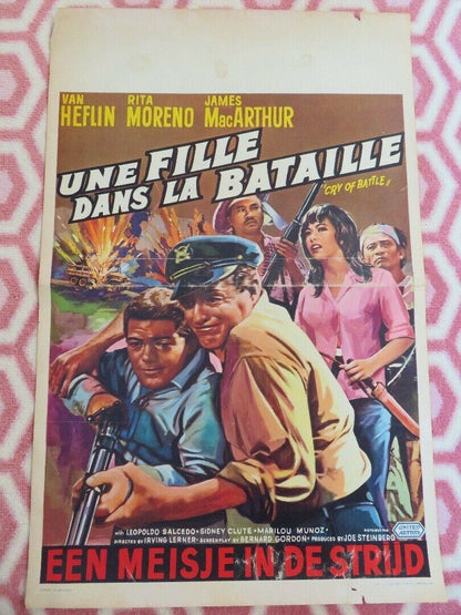 UNE FILLE DANS LA BATAILLE / CRY OF BATTLE BELGIUM (21"x 14") POSTER HEFLIN 1963