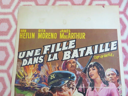 UNE FILLE DANS LA BATAILLE / CRY OF BATTLE BELGIUM (21"x 14") POSTER HEFLIN 1963