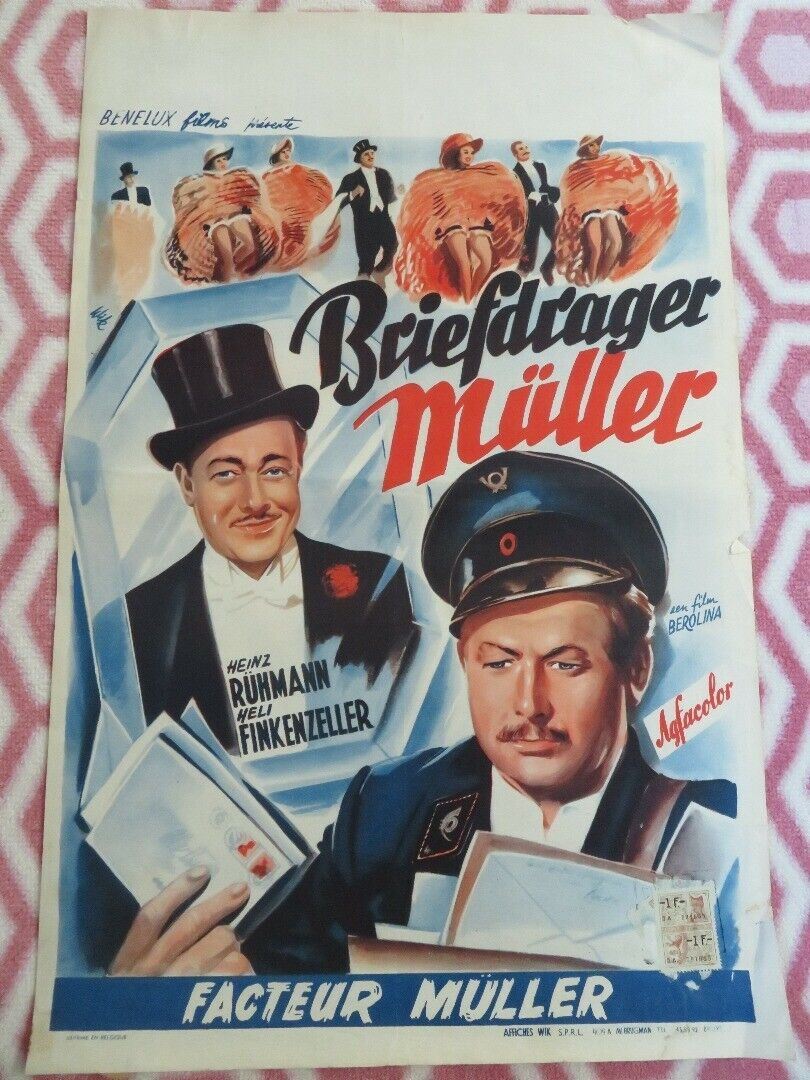 BRIEFDRAGER MULLER / Mailman Mueller BELGIUM (21.5"x 14") POSTER H.RUHMANN  1953