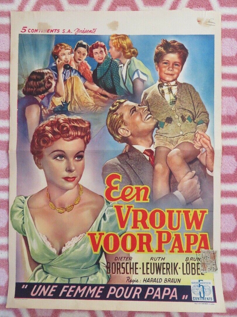 EEN VROUW VOOR PAPA / Vater braucht eine Frau BELGIUM (20"x 14") POSTER 1952