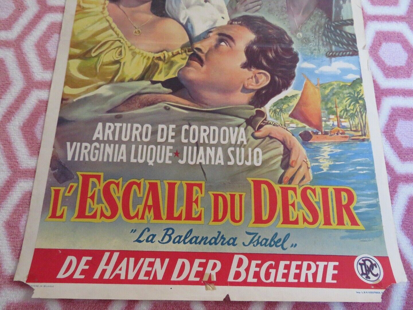 L'ESCALE DU DESIR BELGIUM (21.5"x 14") POSTER ARTURO DE CORDOVA VIRGINIA LUQUE