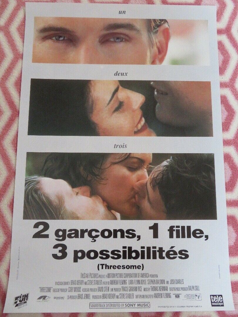 THREESOME BELGIUM (19.5"x 13") POSTER LARA FLYNN BOYLE STEPHEN BALDWIN 1994