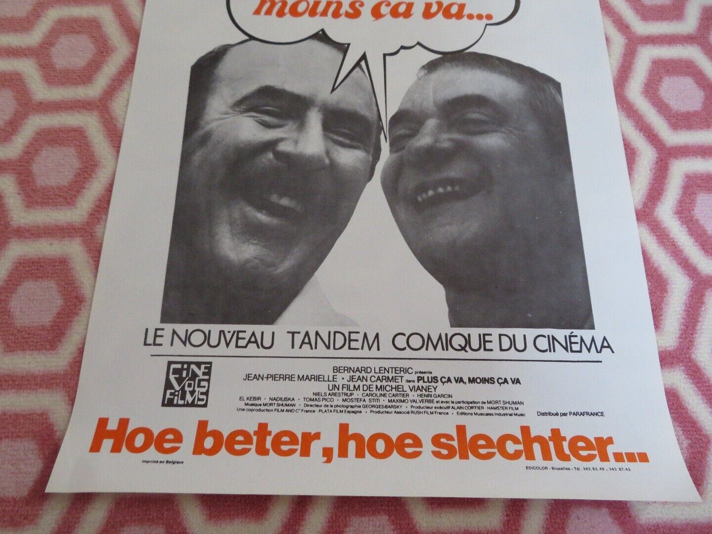 THE MORE IT GOES, THE LESS IT GOES BELGIUM (21.5"x14.5") POSTER JEAN PIERRE 1977