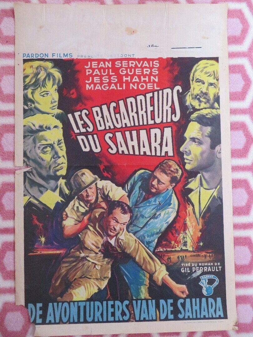 LA SAHARA BRULE/ LES BAGARREURS DU SARARA BELGIUM (22"x 14.5") POSTER 1961