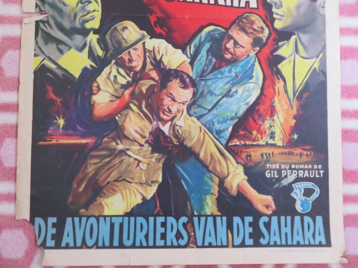 LA SAHARA BRULE/ LES BAGARREURS DU SARARA BELGIUM (22"x 14.5") POSTER 1961