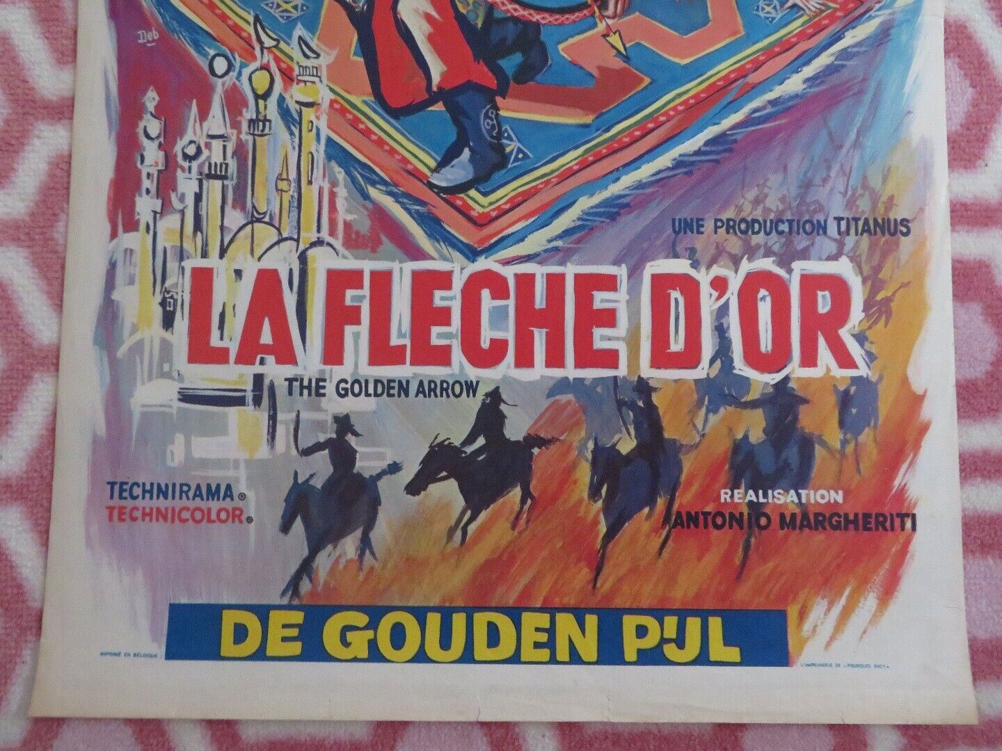 THE GOLDEN ARROW/ LA FLECHE D'OR BELGIUM (22.5"x 13.5") POSTER TAB HUNTER 1962