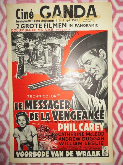 RETURN TO WARBOW/ LE MESSAGER DE LA VENGEANCE BELGIUM (22"x 14.5") POSTER 1958