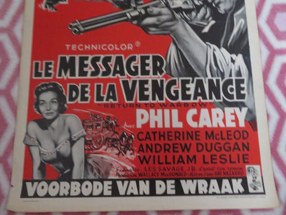 RETURN TO WARBOW/ LE MESSAGER DE LA VENGEANCE BELGIUM (22"x 14.5") POSTER 1958