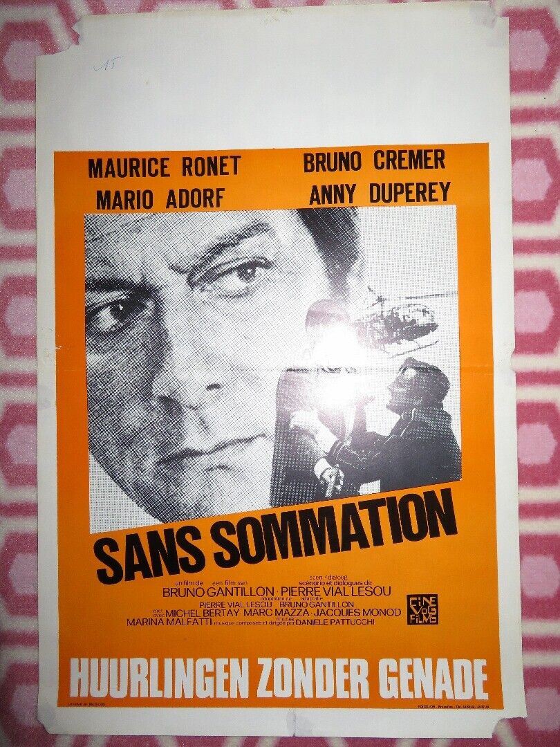 WITHOUT WARNING / SANS SOMMATION BELGIUM (21.5"x 14.5") POSTER MAURICE RONT 1973