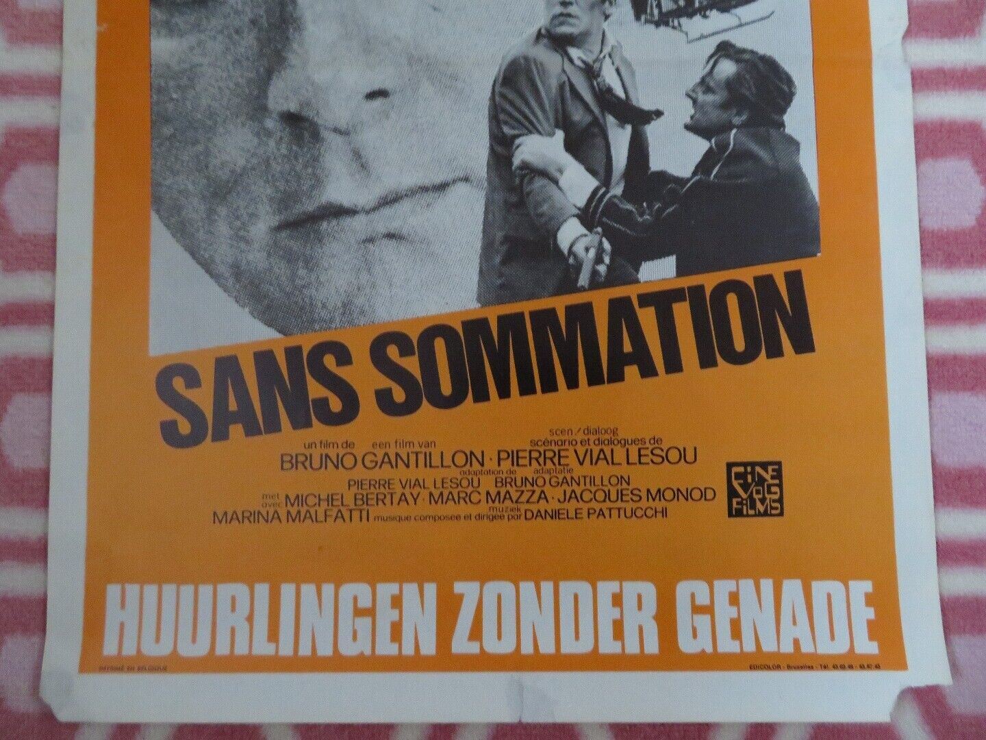 WITHOUT WARNING / SANS SOMMATION BELGIUM (21.5"x 14.5") POSTER MAURICE RONT 1973