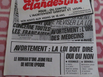 Avortement clandestin! BELGIUM (21"x 14") POSTER Mireille Dargent 1973