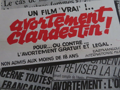 Avortement clandestin! BELGIUM (21"x 14") POSTER Mireille Dargent 1973