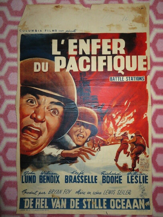 L'ENFER DU PACIFIQUE/ BATTLE STATIONS BELGIUM (21"x 14") POSTER JOHN LUND