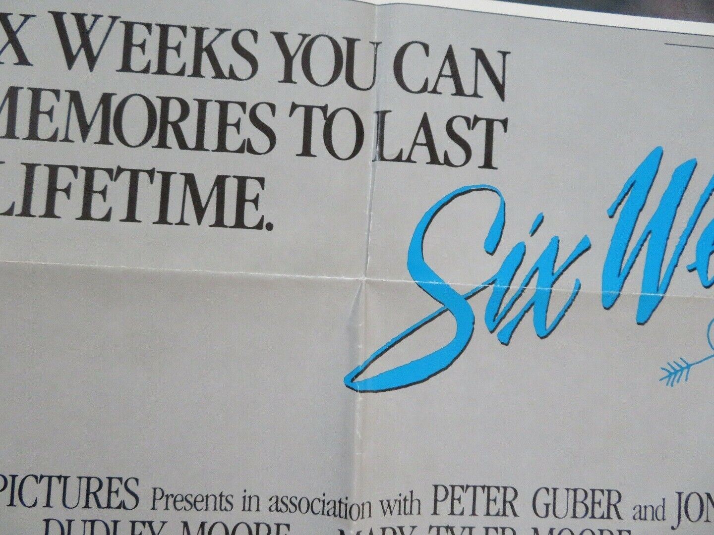 SIX WEEKS ONE SHEET POSTER FOLDED DUDLEY MOORE MARY TYLER MOORE 1982