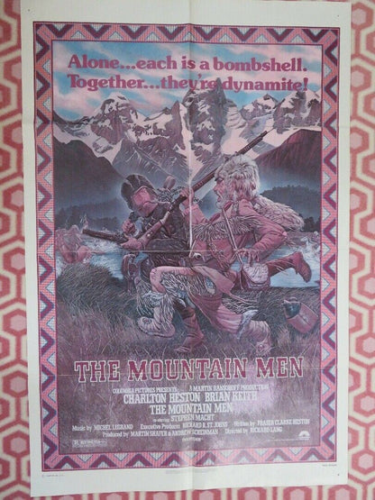 THE MOUNTAIN MEN ONE SHEET POSTER CHARLTON HESTON BRIAN KEITH