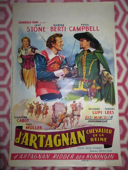 KNIGHTS OF THE QUEEN / D'ARTAGNAN CHEVALIER DE LA REIENE BELGIUM POSTER 1954