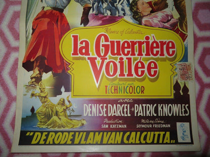 LA GUERRIER VOILEE / Flame of Calcutta BELGIUM (19.5"x 14")POSTER DENISE DARCEL