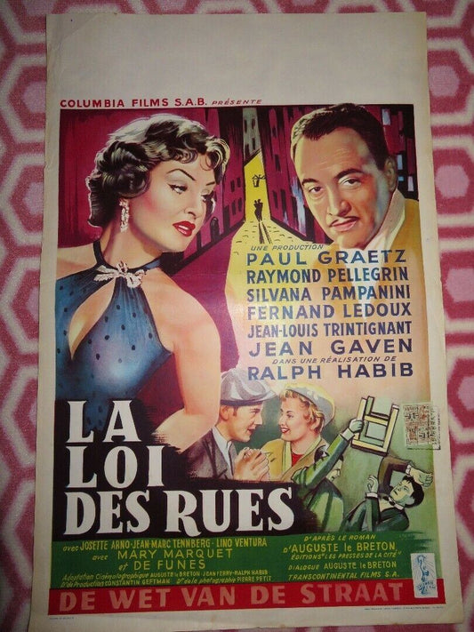 LA LOI DES RUES/ Law of the Streets BELGIUM (22"x 14.5") POSTER RALP HABIB 1956