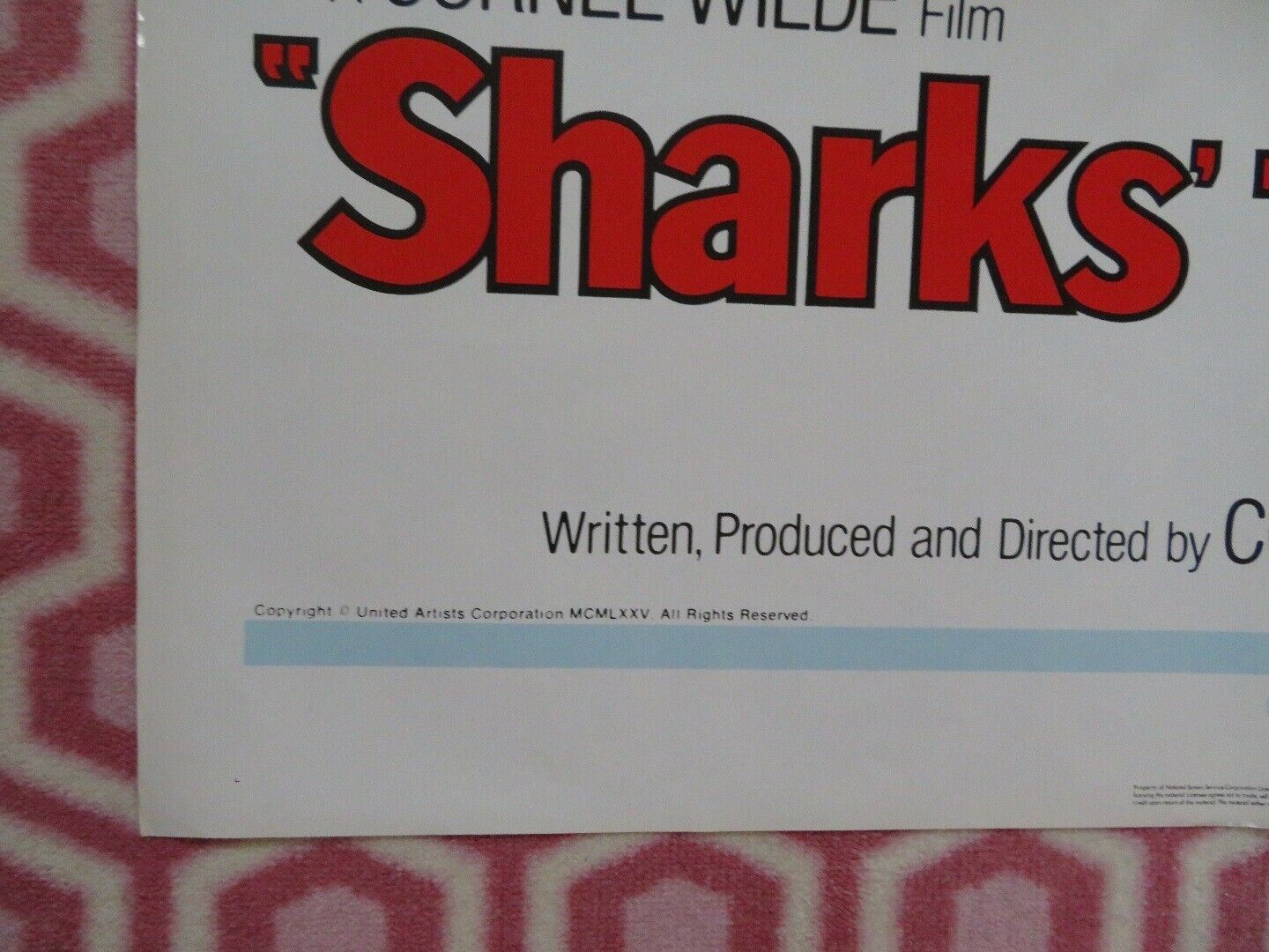 SHARKS' TREASURE ADVANCED US ONE SHEET  POSTER CORNEL WLIDE 1975