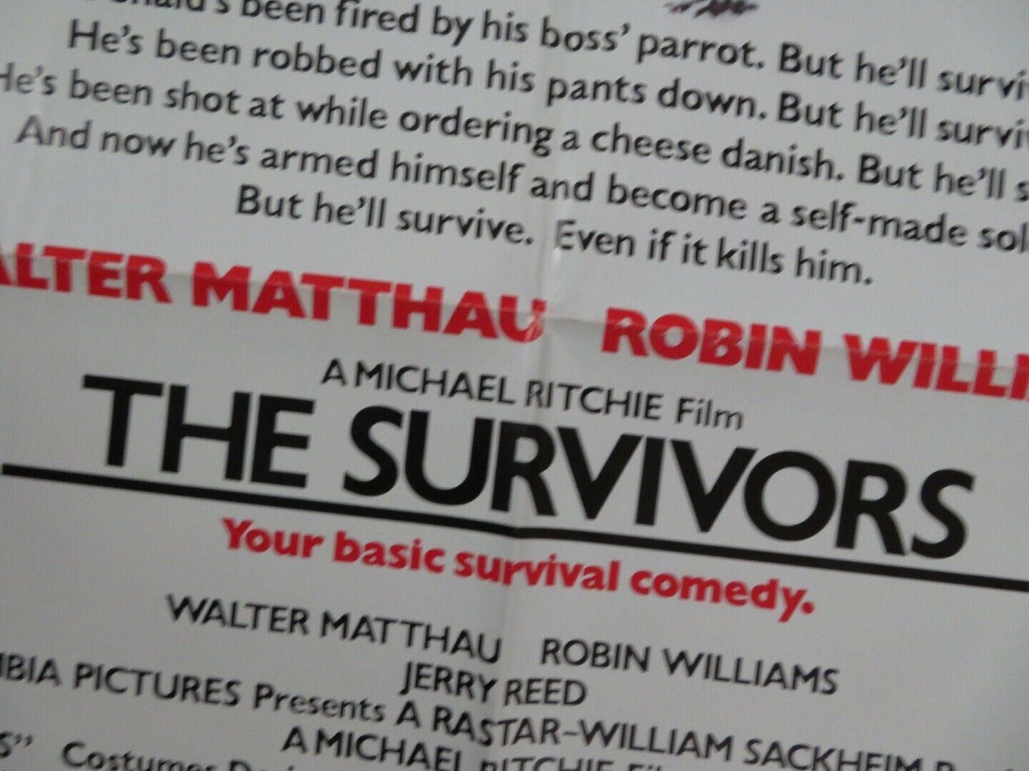 THE SURVIVORS US ONE SHEET POSTER WALTER MATTHAU ROBIN WILLIAMS 1983