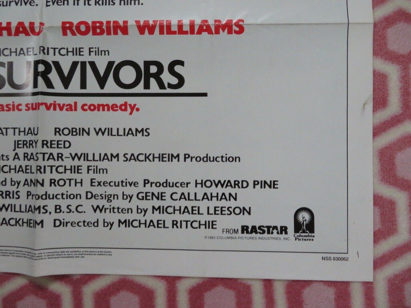 THE SURVIVORS US ONE SHEET POSTER WALTER MATTHAU ROBIN WILLIAMS 1983