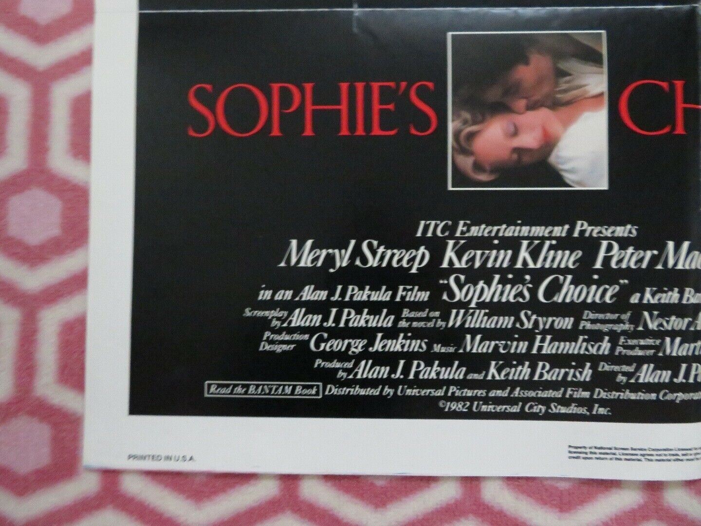 SOPHIES CHOICE US ONE SHEET  POSTER WILLIAM STYRON 1982