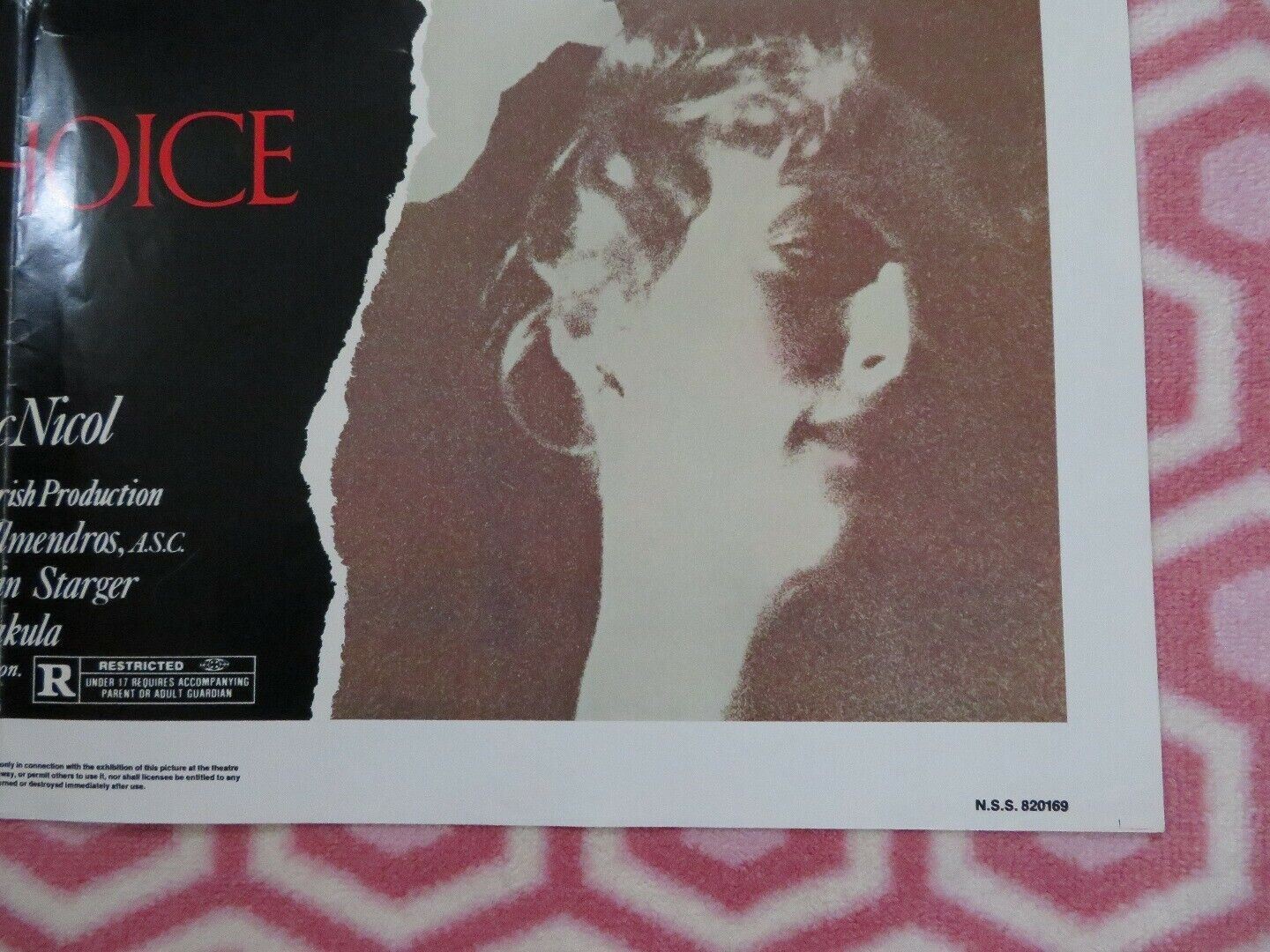 SOPHIES CHOICE US ONE SHEET  POSTER WILLIAM STYRON 1982