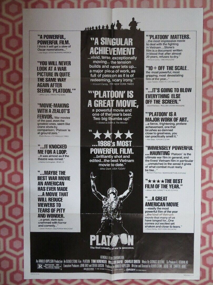 PLATOON US ONE SHEET  POSTER OLIVER STONE KEITH DAVID 1986