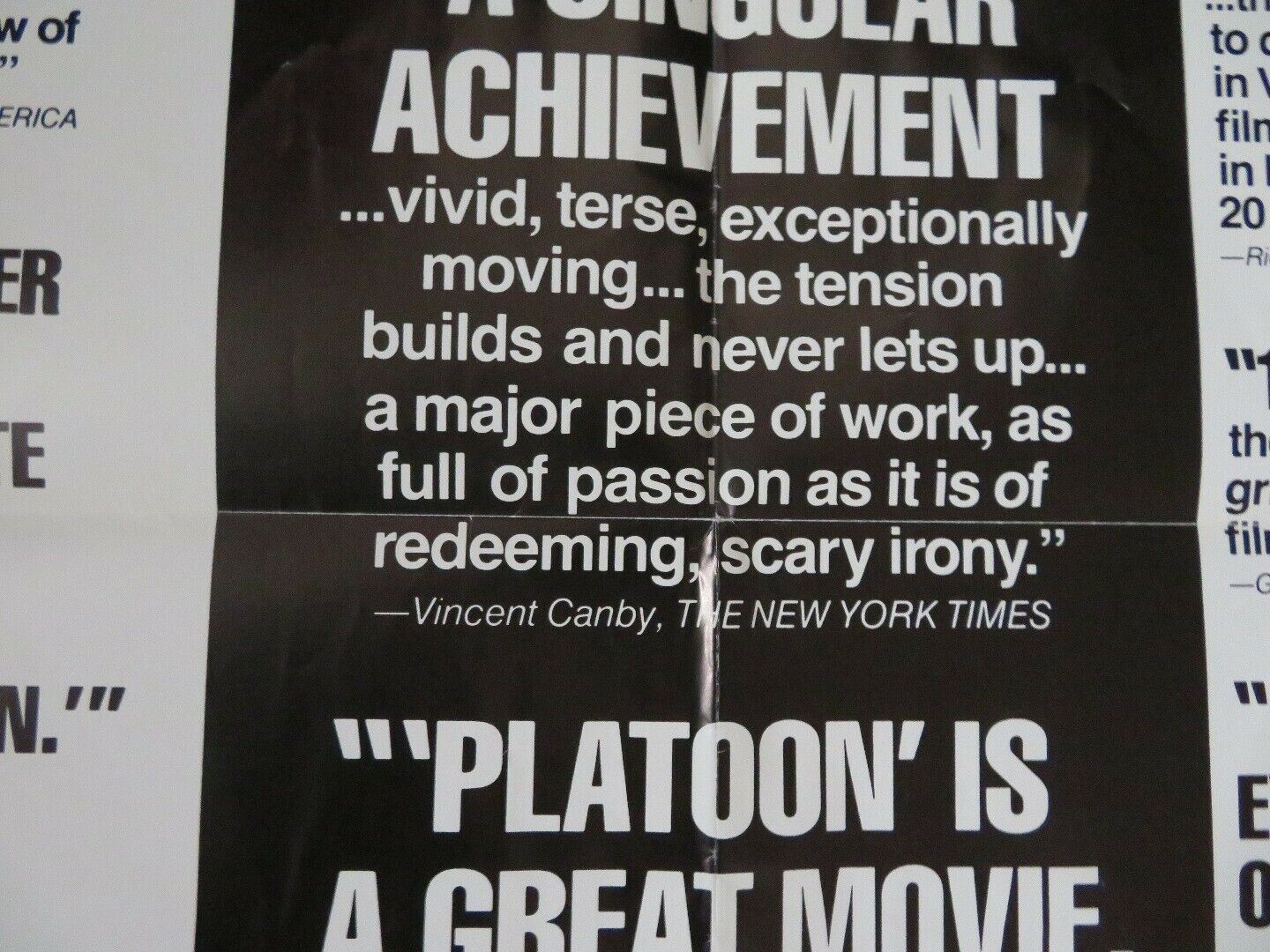 PLATOON US ONE SHEET  POSTER OLIVER STONE KEITH DAVID 1986