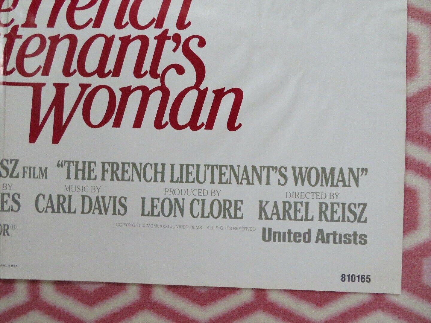 THE FRENCH LIEUTENANT'S WOMAN US ONE SHEET  POSTER MERYL STREEP 1981