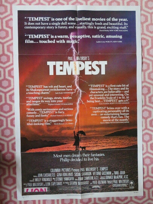 TEMPEST US ONE SHEET POSTER JOHN CASSAVETES GENA ROWLANDS 1982