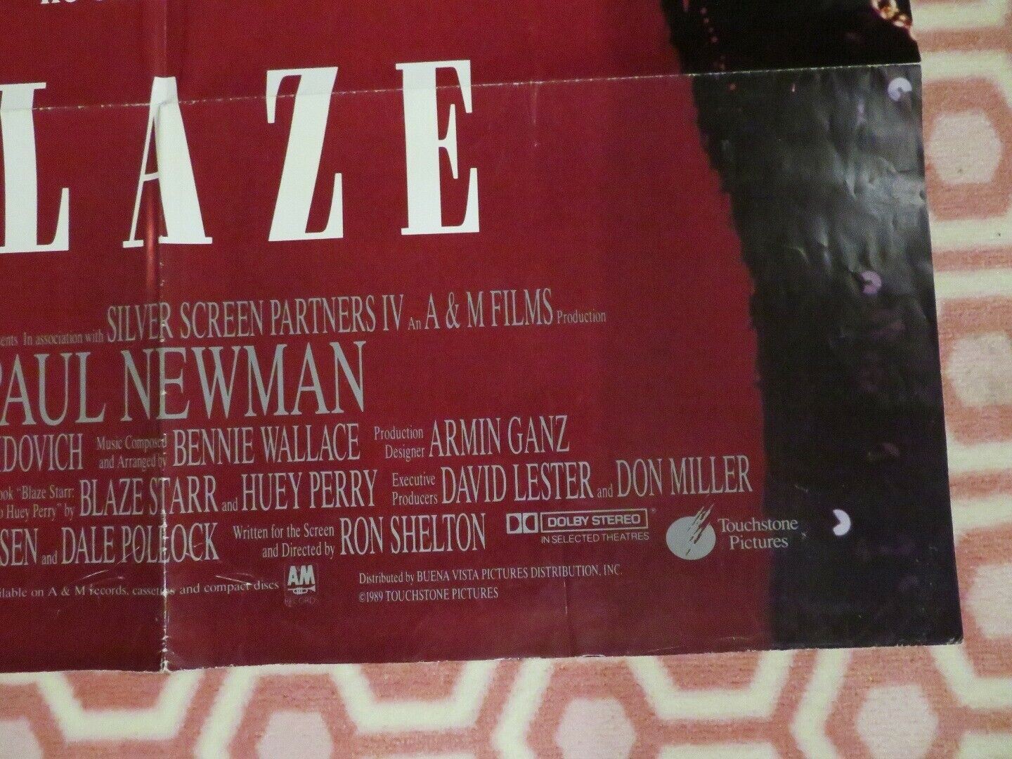 BLAZE US ONE SHEET POSTER PAUL NEWMAN JERRY HARDIN 1989