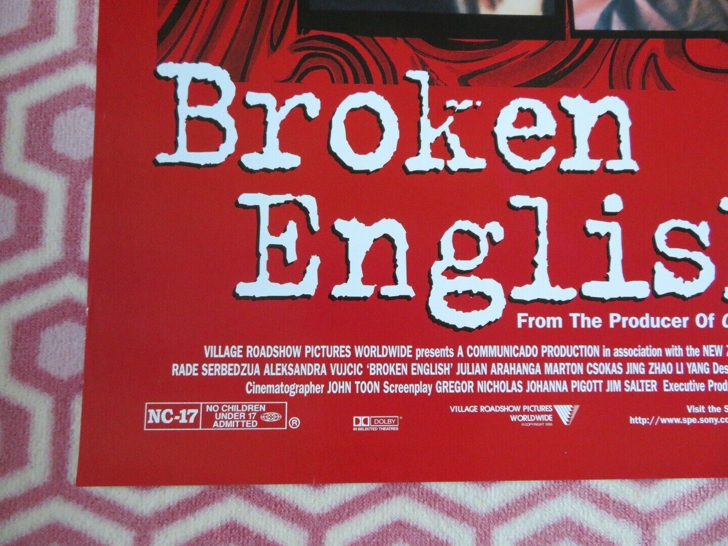 BROKEN ENGLISH US ONE SHEET  ROLLED POSTER GREGORY NICHOLAS 1996