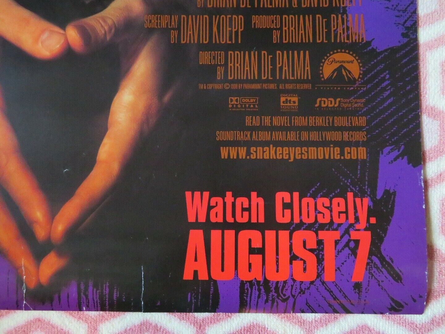 SNAKE EYES US ONE SHEET  ROLLED POSTER NICHOLAS CAGE 1998