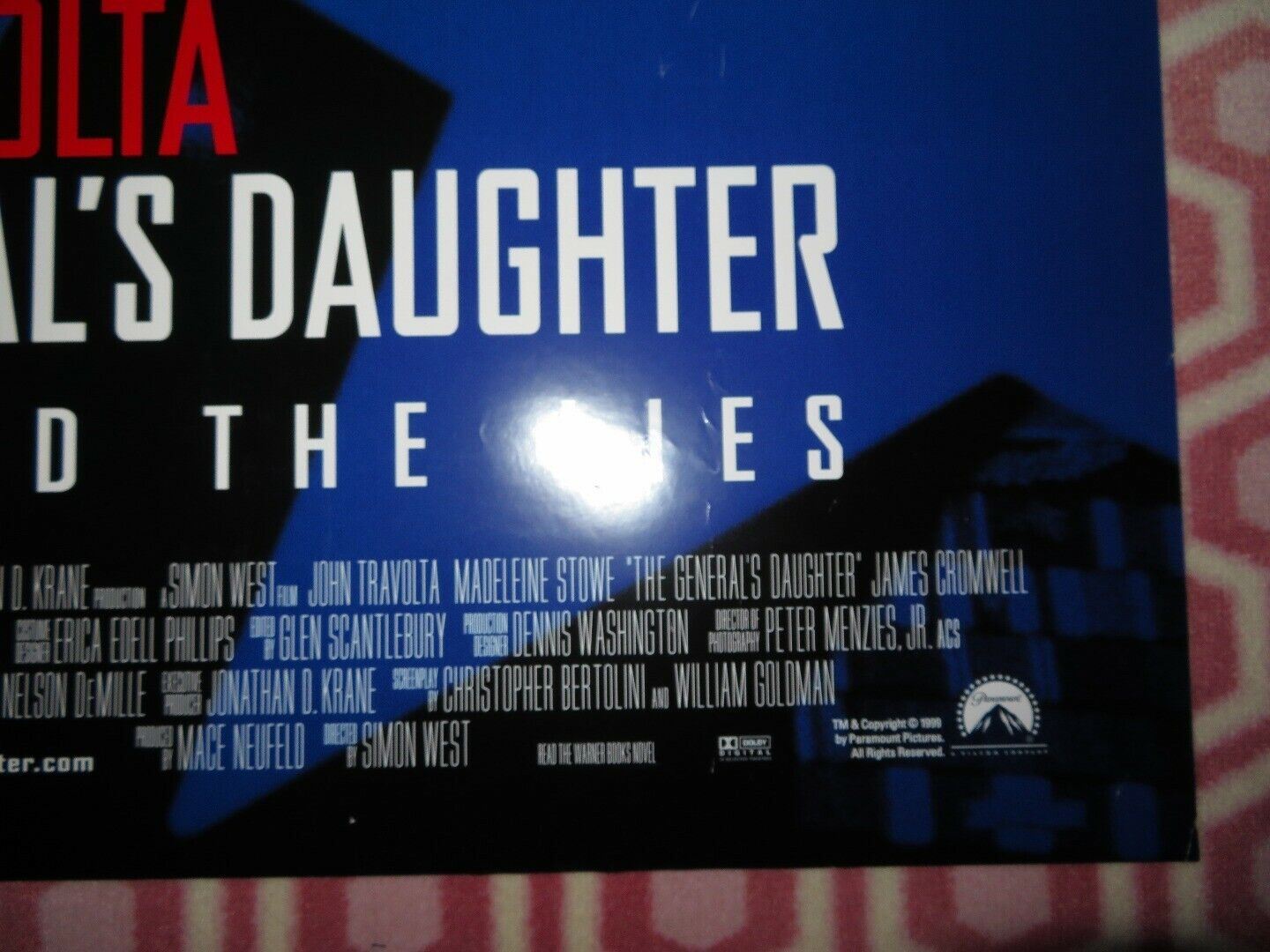 THE GENERAL'S DAUGHTER US ONE SHEET  ROLLED POSTER JOHN TRAVOLTA 1999