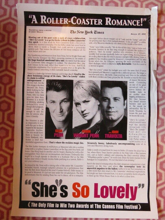 SHE'S SO LOVELY US ONE SHEET ROLLED POSTER SEAN PENN JOHN TRAVOLTA '97