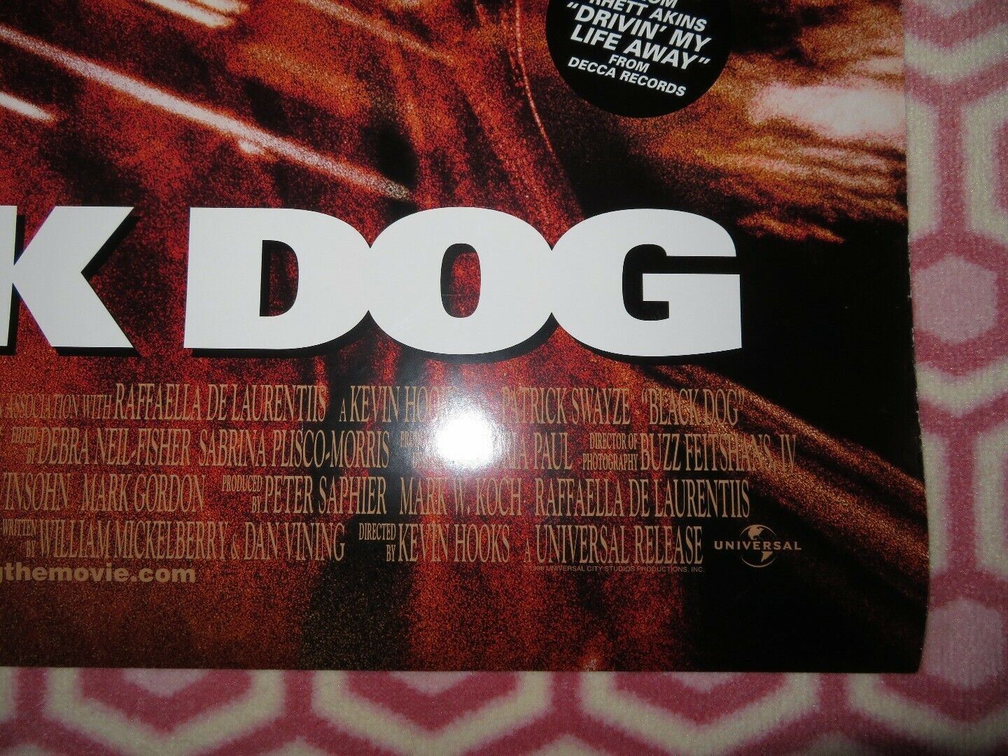 BLACK DOG  US ONE SHEET  ROLLED POSTER PATRICK SWAYZE 1998