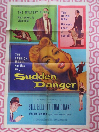 SUDDEN DANGER US ONE SHEET  POSTER BILL ELLIOTT TOM DRAKE  1955