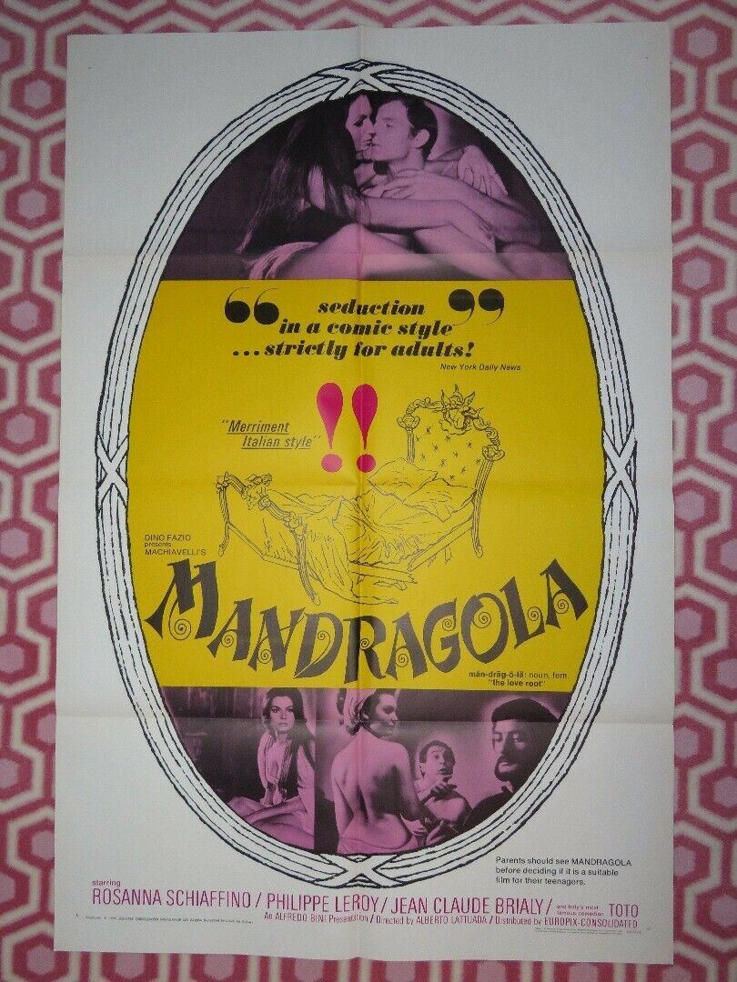 LA MANDRAGOLA US ONE SHEET POSTER ROSANNA SCHIAFFINO 1966